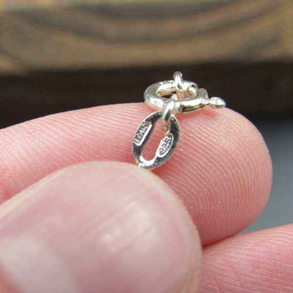 16" Sterling Silver Fancy Style Chrysoprase Stone Necklace Vintage - Picture 5 of 7